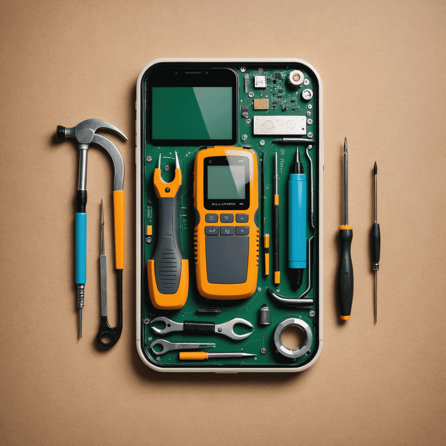 Salifnera logo - A stylized mobile phone with repair tools