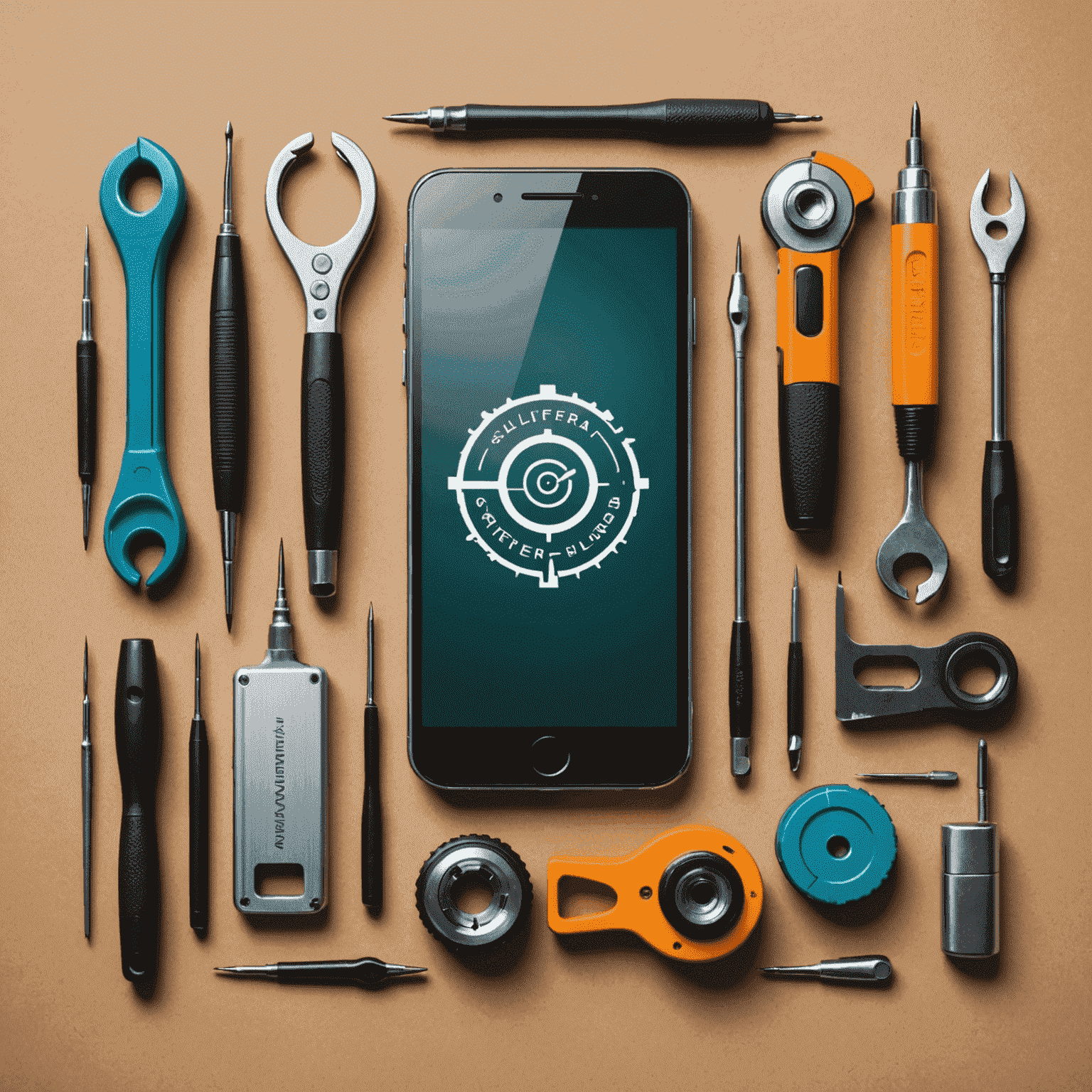 Salifnera logo - A stylized mobile phone with repair tools