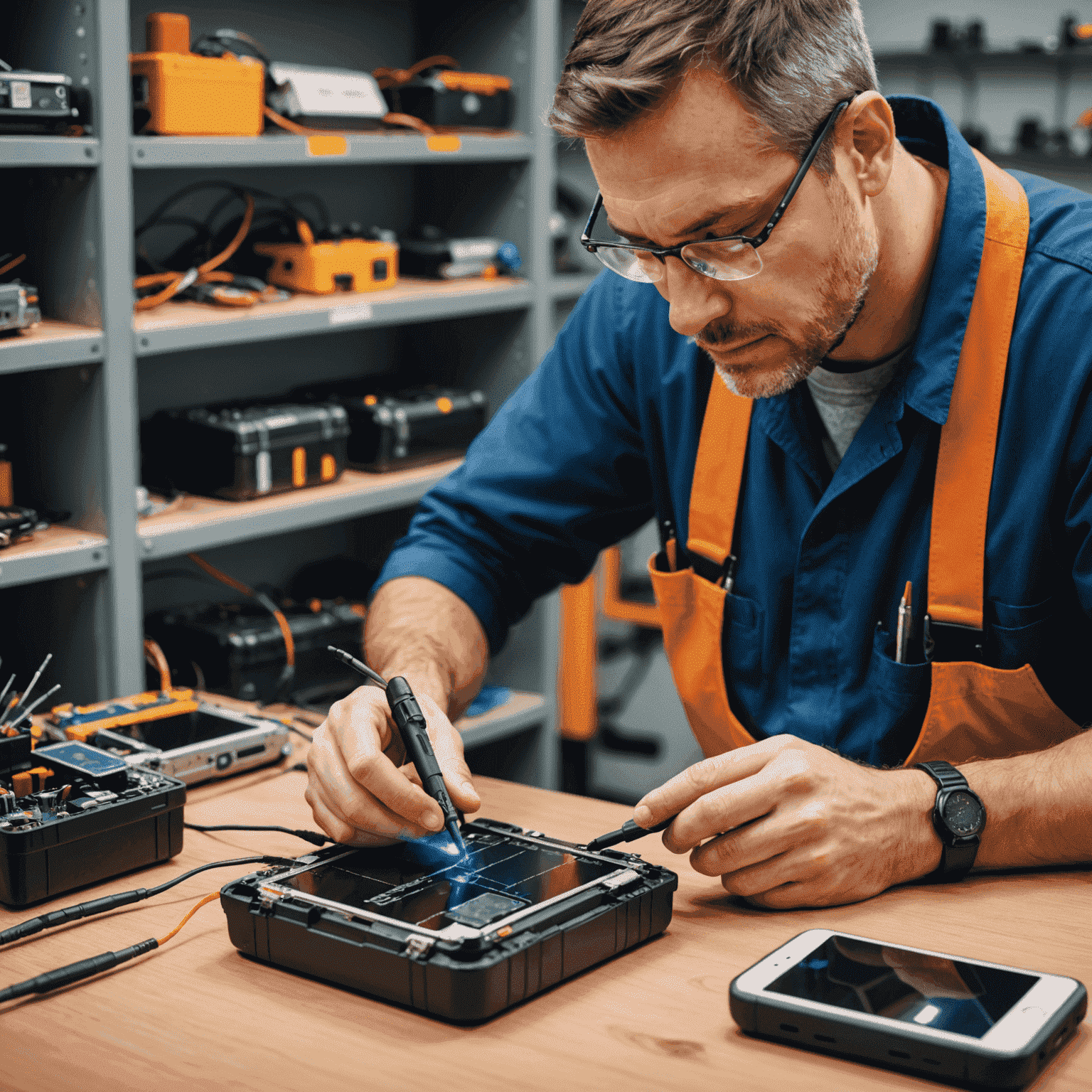 A technician carefully replacing a smartphone battery, showcasing precision and expertise in mobile repair